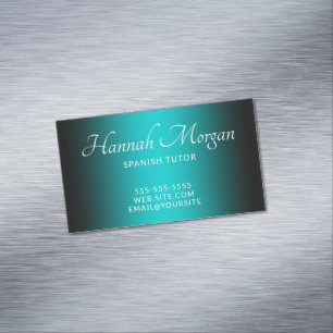 Tarjeta De Visita Magnética Elegante Ombre negro y turquesa oscuro
