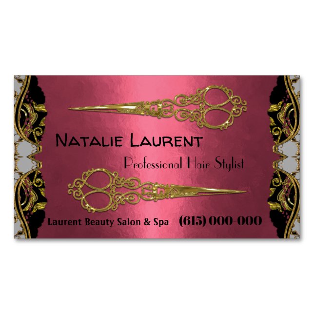 Tarjeta De Visita Magnética Elegante profesional doble tijeras Petalynne (Anverso)