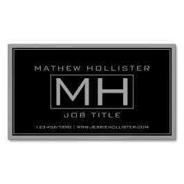 Tarjeta De Visita Magnética Elegante Profesional Gris y Negro