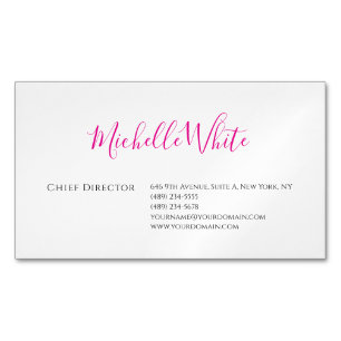 Tarjeta De Visita Magnética Elegante Rosa Blanco Moderno Profesional Sencillo
