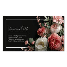 Elegante Rosa Polvorienta Negra Floral de Peonía