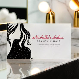 Tarjeta De Visita Magnética Elegante Salón De Belleza Y Cabello Elegante Blanc