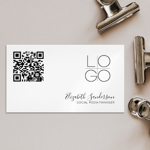 TARJETA DE VISITA MAGNÉTICA ELEGANTE SCRIPT MÍNIMO QR CÓDIGO DE NEGOCIO