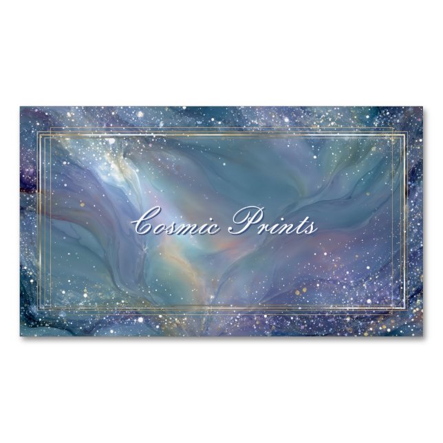 Tarjeta De Visita Magnética Elegante Tinta Celestial Galaxy Alcohol (Anverso)