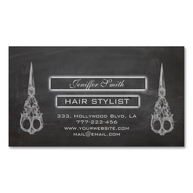 Tarjeta De Visita Magnética Elegantes tijeras de moda tijeras de tijeras de pe (Anverso)