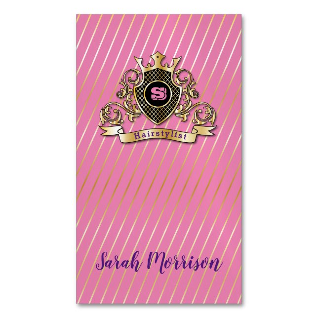 Tarjeta De Visita Magnética Elegenat Gold Monagram Fashion Business card (Frente vertical)
