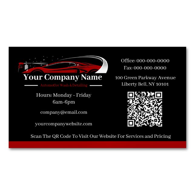 Tarjeta De Visita Magnética Empresa de lavado de coches de desactivación autom (Anverso)