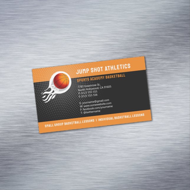 Tarjeta De Visita Magnética entrenador de baloncesto | Entrenador deportivo (In Situ)