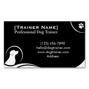 Tarjeta De Visita Magnética Entrenador de Perros Minimalista Elegante Negro y 