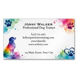 Tarjeta De Visita Magnética Entrenador de perros personalizable con acuarela 