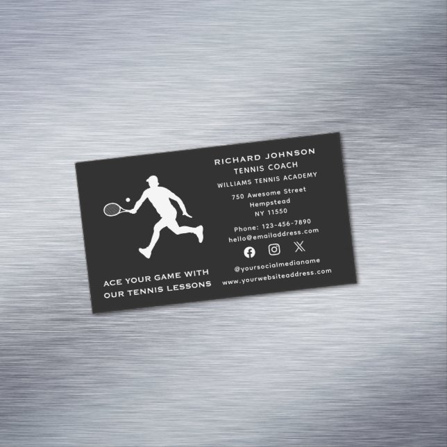 Tarjeta De Visita Magnética Entrenador de Tenis en Medios Sociales Deportes Ma (In Situ)