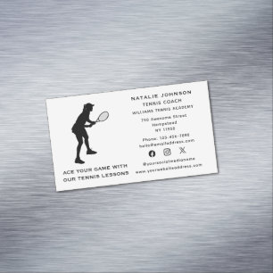 Tarjeta De Visita Magnética Entrenadora de tenis instructora de deportes redes