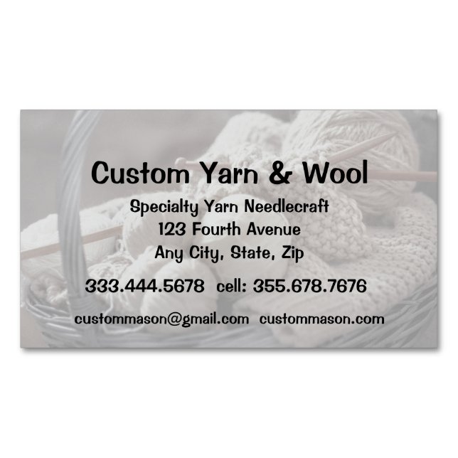 Tarjeta De Visita Magnética Especialidad Yarn Needlecraft Personalizado Wool S (Anverso)