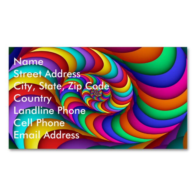 Tarjeta De Visita Magnética Espiral arcoiris Resumen arte fractal fino (Anverso)