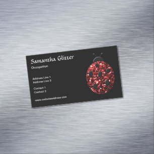 Tarjeta De Visita Magnética Espumosos rojos Ladybird Ladybug Black