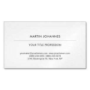 Tarjeta De Visita Magnética Estético Plano Profesional Negro y Blanco Moderno