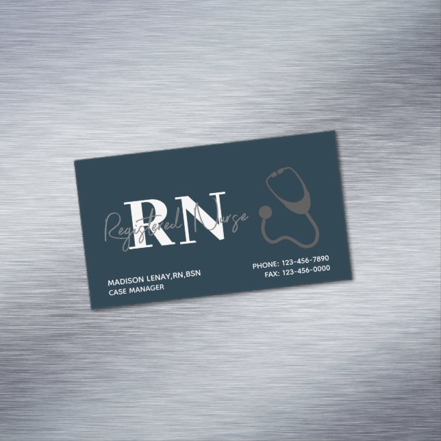 Tarjeta De Visita Magnética Estetoscopio blanco azul de la Marina de Enfermerí (In Situ)