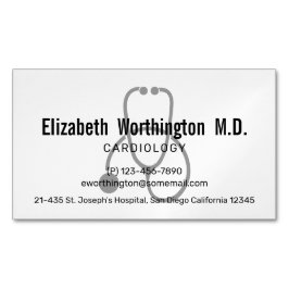 Tarjeta De Visita Magnética Estetoscopio de Enfermería gris simple