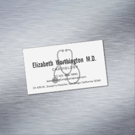 Tarjeta De Visita Magnética Estetoscopio de Enfermería gris simple