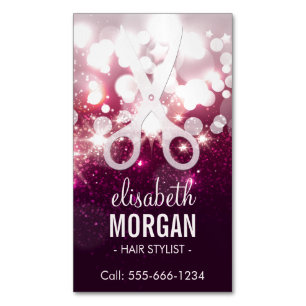 Tarjeta De Visita Magnética Estilista de pelo moderno - Purpurina rosa
