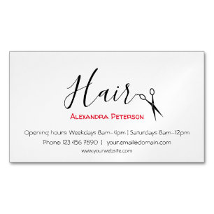 Tarjeta De Visita Magnética Estilista del cabello - Negro y rojo