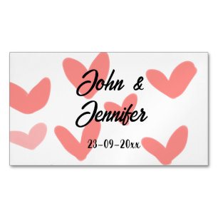 Tarjeta De Visita Magnética estilo de texto minimalista simple blanco corazón 