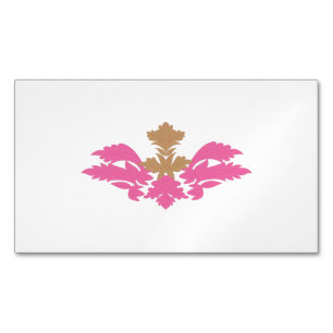 Tarjeta De Visita Magnética Estilo decorativo, rosa caliente, bronce antiguo