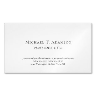Tarjeta De Visita Magnética Estilo Retro Elegante Sencillo Blanco & Negro