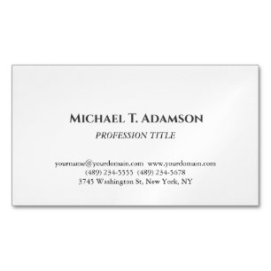 Tarjeta De Visita Magnética Estilo Retro Elegante Sencillo Blanco & Negro
