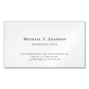 Tarjeta De Visita Magnética Estilo Retro Elegante Sencillo Blanco & Negro