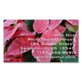 Tarjeta De Visita Magnética Estrella plateada de mármol Poinsettias Flor de va