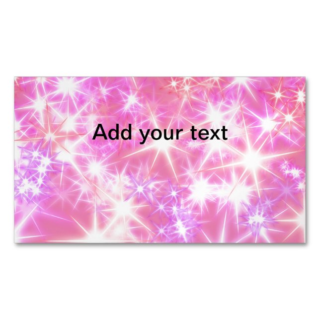 Tarjeta De Visita Magnética Estrellas brillantes rosas simples añaden tu texto (Anverso)