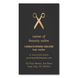 Tarjeta De Visita Magnética Falso estilista gris oscuro elegante mínimo del