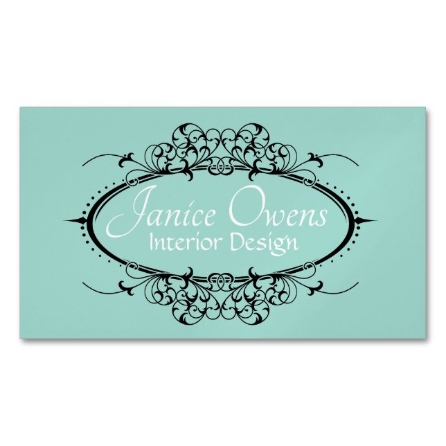 Tarjeta De Visita Magnética Fancy Scrollwork Magnet (Anverso)