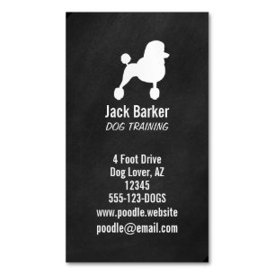 Tarjeta De Visita Magnética Fancy Standard Poodle Dog Silhouette Vertical
