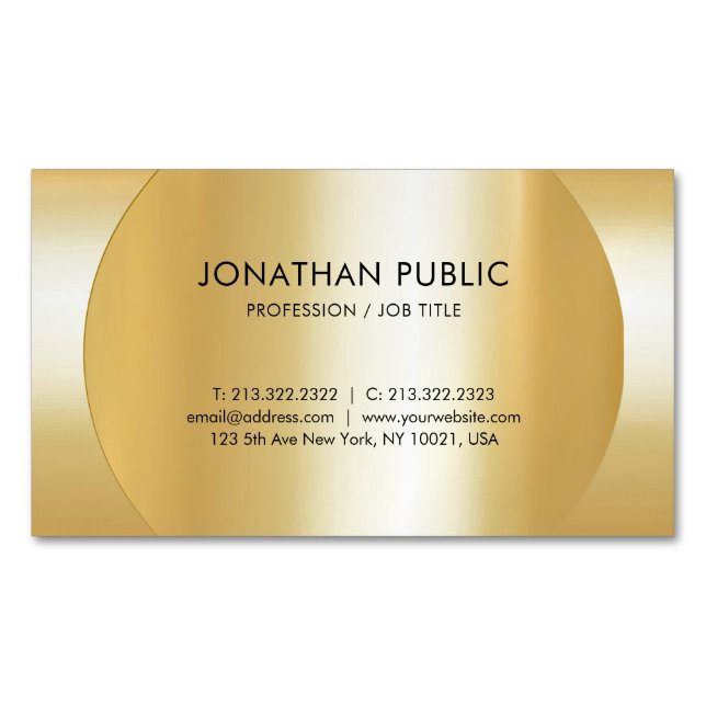 Tarjeta De Visita Magnética Faux Gold Elegant Profesional Moderno Plantilla (Anverso)