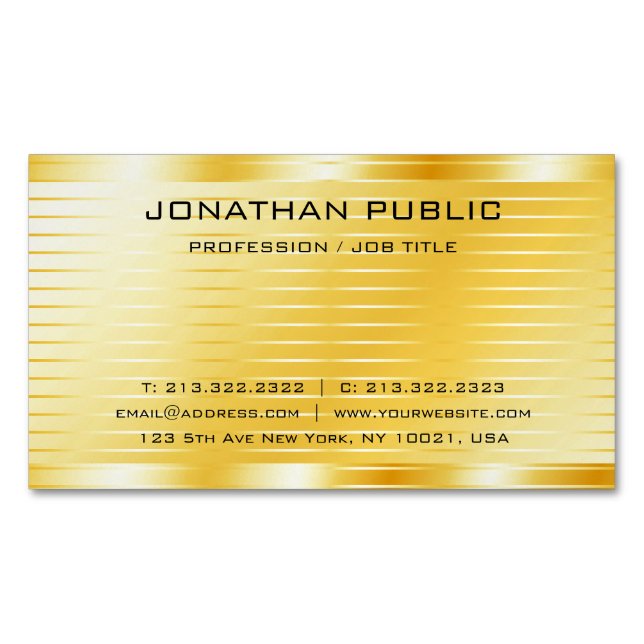 Tarjeta De Visita Magnética Faux Gold Modern Elegant Professional Template (Anverso)