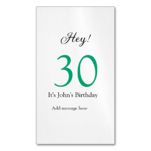 Tarjeta De Visita Magnética Feliz cumpleaños 30 en letra verde negra y negrita