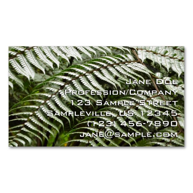 Tarjeta De Visita Magnética Fern Fronds II Naturaleza verde oscura (Anverso)