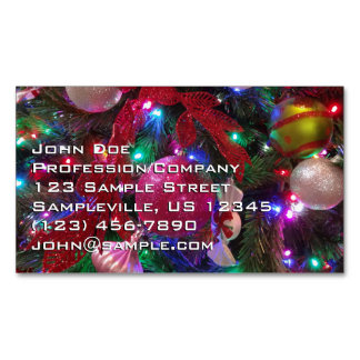 Tarjeta De Visita Magnética Festividad colorida del árbol de Navidad multicolo