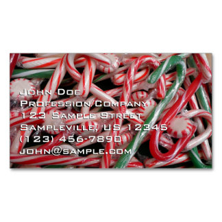Tarjeta De Visita Magnética Festividades de Navidades de caña y menta