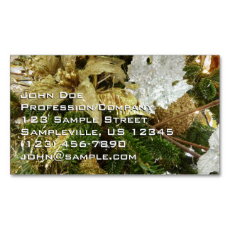 Tarjeta De Visita Magnética Fiesta del Árbol de Navidad Plateado y Oro II