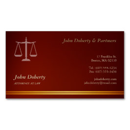 Tarjeta De Visita Magnética FISCAL DE DERECHO | Rojo elegante