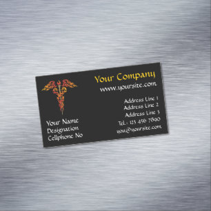 Tarjeta De Visita Magnética Flames Caduceus