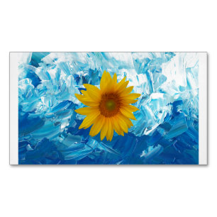Tarjeta De Visita Magnética Flor azul y amarilla