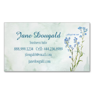 Tarjeta De Visita Magnética Flor de nomeolvides azul acuarela