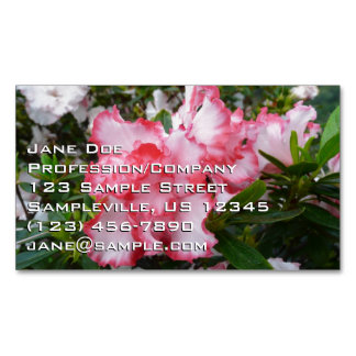 Tarjeta De Visita Magnética Flor de primavera de Azaleas doble roja y blanca