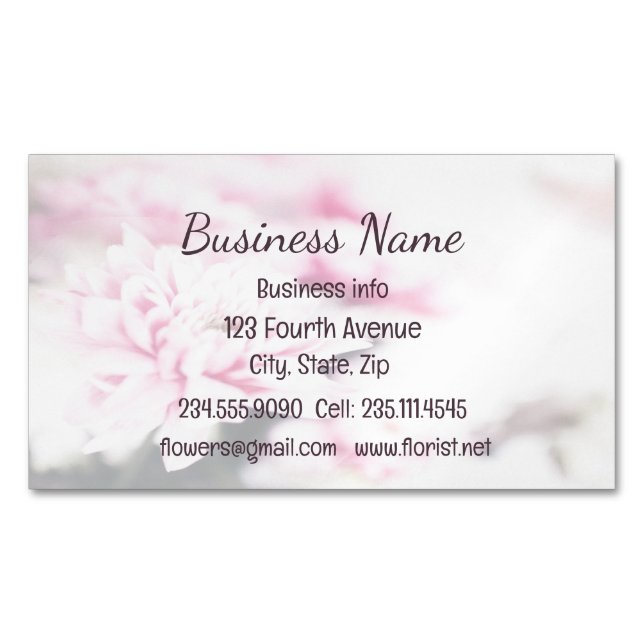 Tarjeta De Visita Magnética Flor floral rosa personalizado (Anverso)