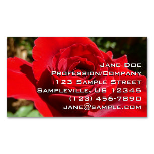 Tarjeta De Visita Magnética Flor rosa roja brillante hermosa flor