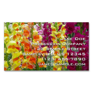 Tarjeta De Visita Magnética Floral colorida de Snapdragons